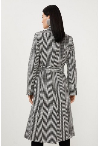 Tailored Notch Neck Belted Midi Coat