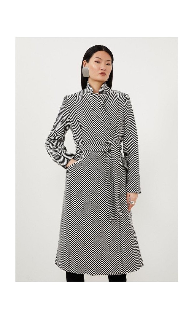 Tailored Notch Neck Belted Midi Coat