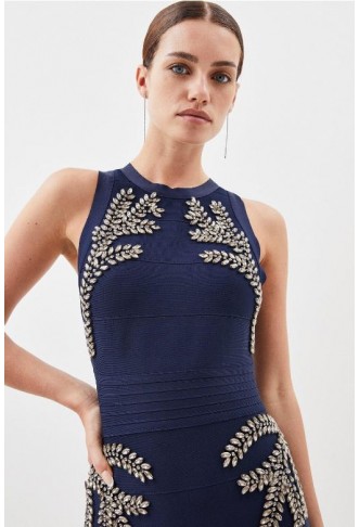 Petite Embellished High Hem Knit Midi Dress