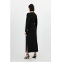 Tailored Compact Stretch Button Through Midi Dress