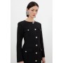 Tailored Compact Stretch Button Through Midi Dress