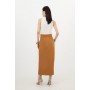 Compact Stretch Side Split Tailored Midi Pencil Skirt