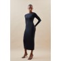 Contour Jersey Long Sleeve Crew Neck Midi Dress