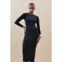 Contour Jersey Long Sleeve Crew Neck Midi Dress