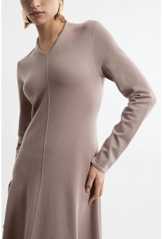 Petite Wool Look High Low V Neck Midaxi Knit Dress