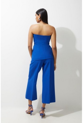 Tall Clean Tailored Bandeau Button Bodice Wide Leg Jumpsuit