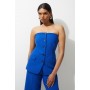 Tall Clean Tailored Bandeau Button Bodice Wide Leg Jumpsuit