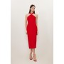 Drape Halter Neck Midi Pencil Dress