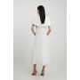 Petite Structured Crepe Cape Detail Full Skirted Tailored Midi Dress