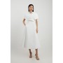 Petite Structured Crepe Cape Detail Full Skirted Tailored Midi Dress