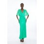 Viscose Georgette Angel Sleeve Woven Maxi Dress