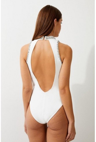 Premium Embellished Cut Out Swimsuit