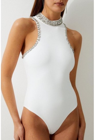 Premium Embellished Cut Out Swimsuit