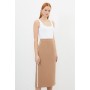 Compact Stretch Contrast Panel Tailored Maxi Pencil Skirt