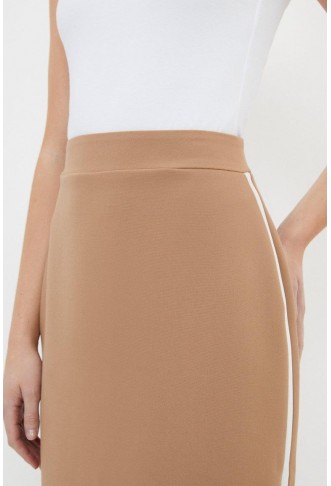 Compact Stretch Contrast Panel Tailored Maxi Pencil Skirt