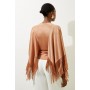 Viscose Blend Slinky Knit Kimono Tassel Top