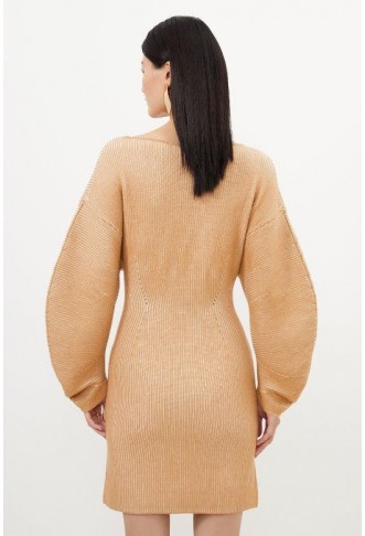 Viscose Blend Round Sleeve Knit Mini Dress