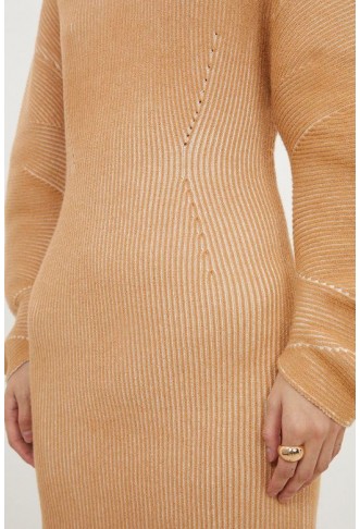 Viscose Blend Round Sleeve Knit Mini Dress