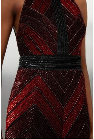 Premium Beaded Embellished Woven Midaxi Dress