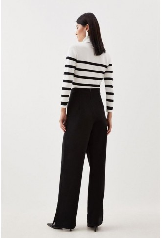 Tailored High Waist Straight Leg Trousers