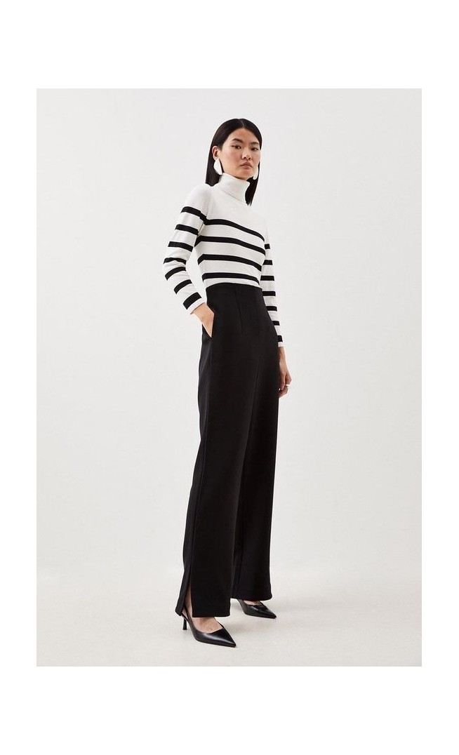 Tailored High Waist Straight Leg Trousers