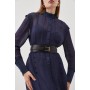 Military Belted Sheer Woven Shirt