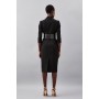 Tailored Structured Crepe Forever Wide Belt Pencil Midi Dress