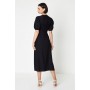 Shirred Bodice Puff Sleeve Midi Dress