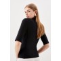 Bandage Figure Form Knit Zip Front Collared Top