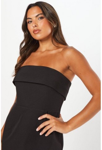 Party Bandeau Pleat Hem Mini Dress