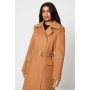 Petite Wool Look Belted Popper Button Coat