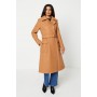 Petite Wool Look Belted Popper Button Coat