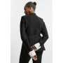 Plus Size Figure Form Bandage Knit Woven Cuff And Belted Jacket