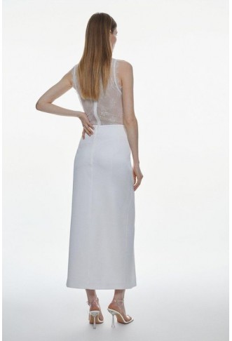 Satin Low Waist Straight Maxi Skirt