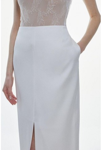 Satin Low Waist Straight Maxi Skirt