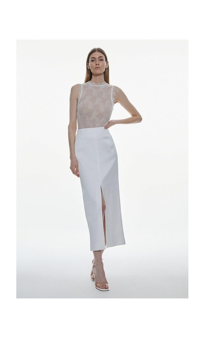 Satin Low Waist Straight Maxi Skirt