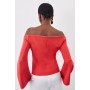 Stretch Crepe Sleeve Detail Bandeau Tailored Jacket