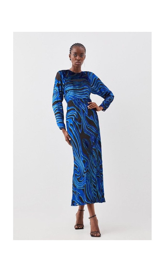 Velvet Devore Woven Midaxi Column Dress