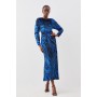 Velvet Devore Woven Midaxi Column Dress