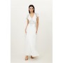 Embellished Applique Georgette Satin Woven Maxi Dress