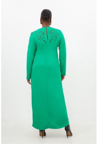 Premium Cady Cutwork Woven Long Sleeve Maxi Dress