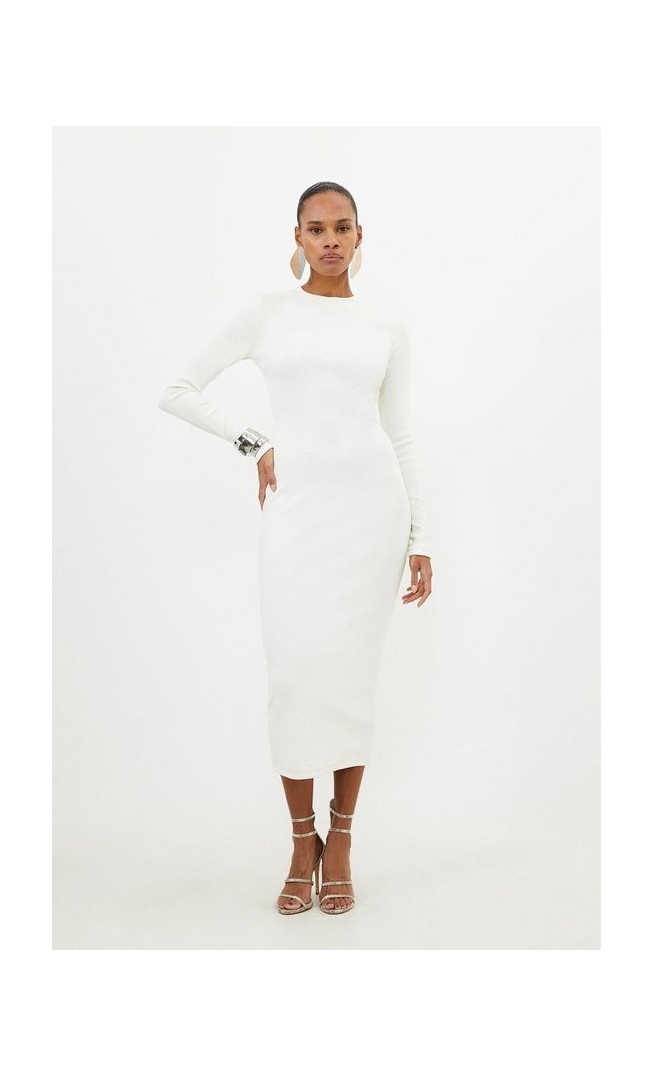 Compact Jersey Ribbed Maxi Dress