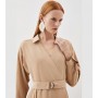 Soft Tailored Pleat Detail Belted Shirt Dress