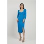 Italian Structured Stretch Sweetheart Neck Split Front Midaxi Dress