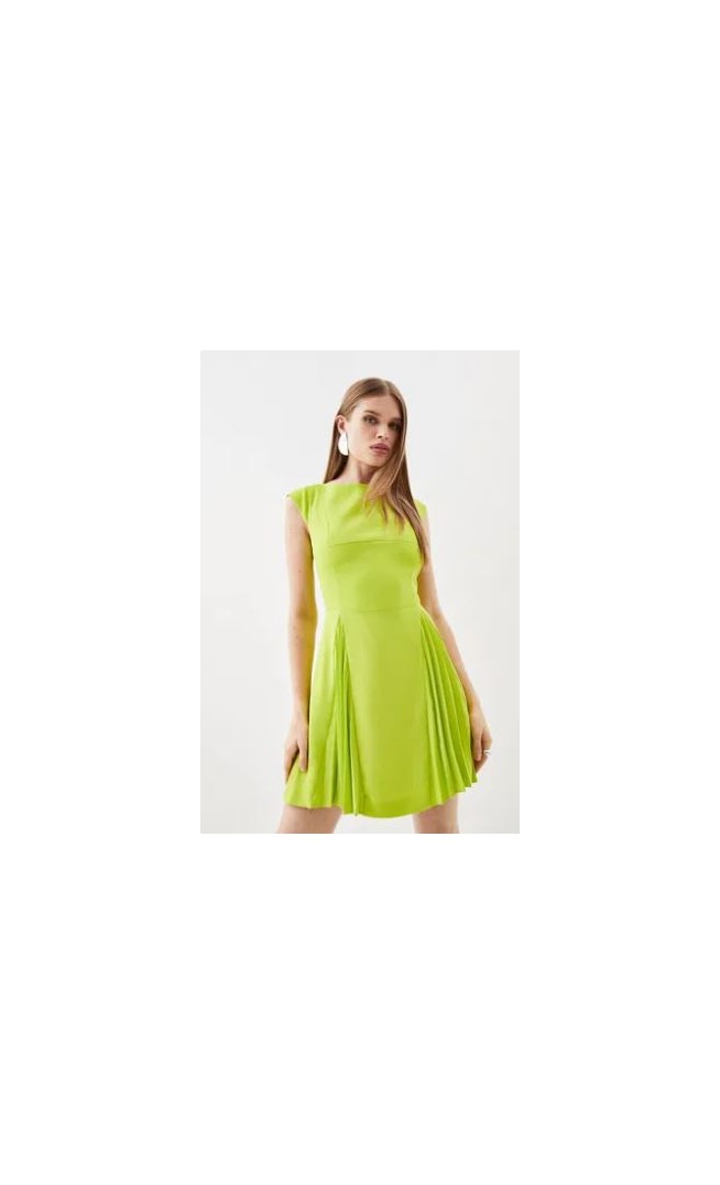 Soft Tailored Pleat Panelled Mini Dress