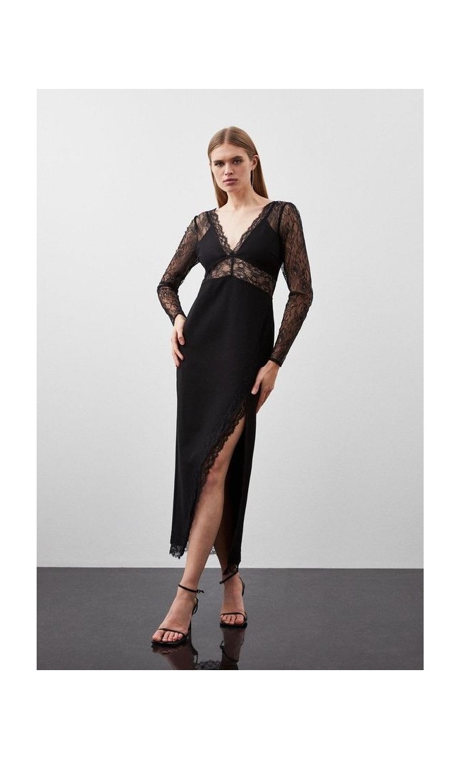 Lace And Ponte Jersey Maxi Dress