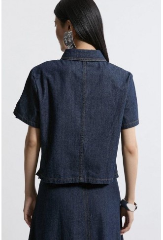 Denim Short Sleeve Button Shirt