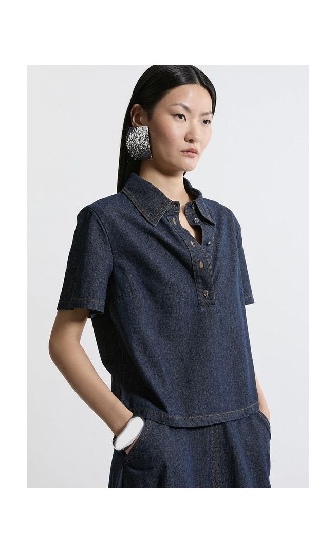 Denim Short Sleeve Button Shirt