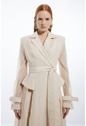 Woven Organdie Trench Dress