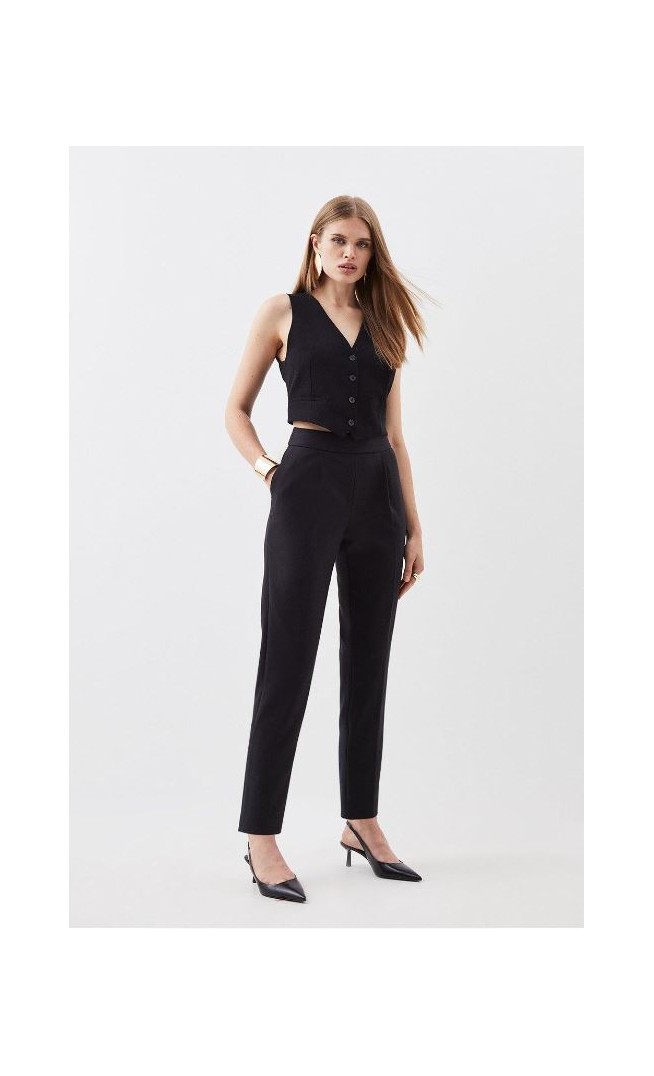 Compact Stretch High Waist Tailored Trousers